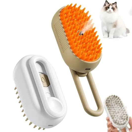 Pet Grooming Steam Brush for Dogs and Cats Rechargeable Pet Hair Brush Soft and Comfortable Bathing Brush for Shedding and Cleaning Suitable for Long/Short Hair (Olive)