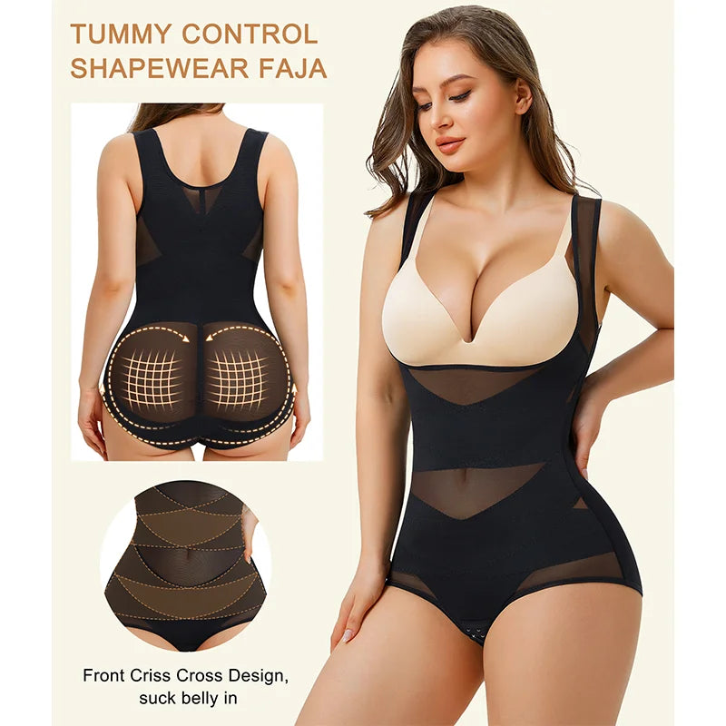 Plus Size Compression Colombianas Slimming Shapewear for Women Tummy Control Bodysuits Female Butt Lifter Woman Body Shaper