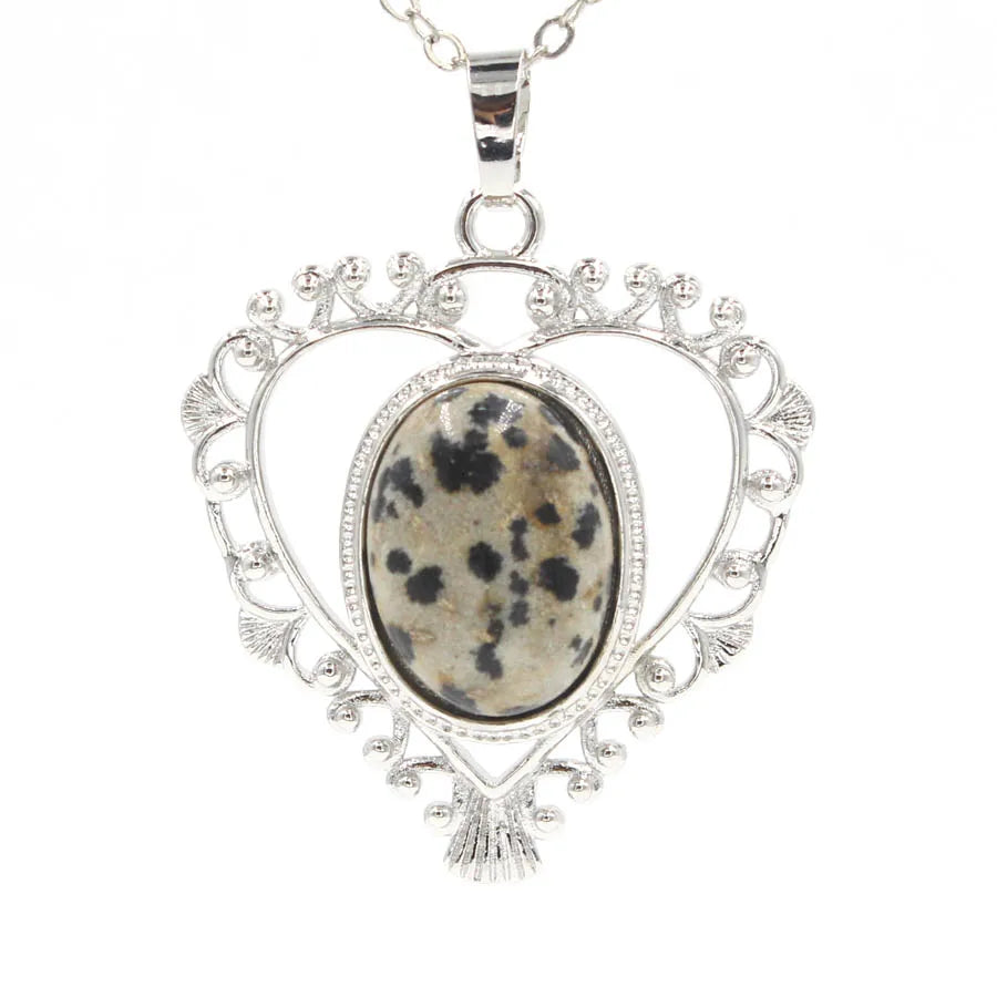 Heart Oval Crystal Quartz Bead Necklace Pendants Pendulum Natural Stone Reiki Charms Fashion Jewelry Retail 1pcs