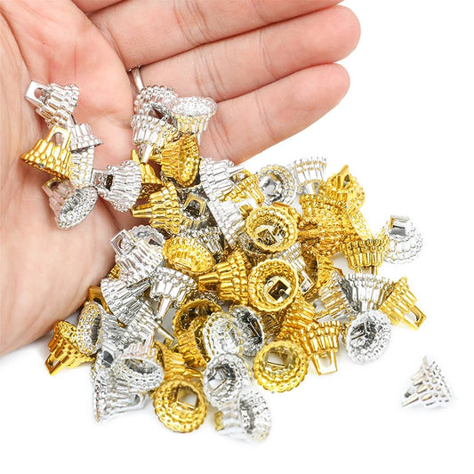 50pc Gold Sliver Round Christmas Ornament Caps Hanger Strings Replacement Xmas Tree Ball Plastic Cap For New Year Home Diy