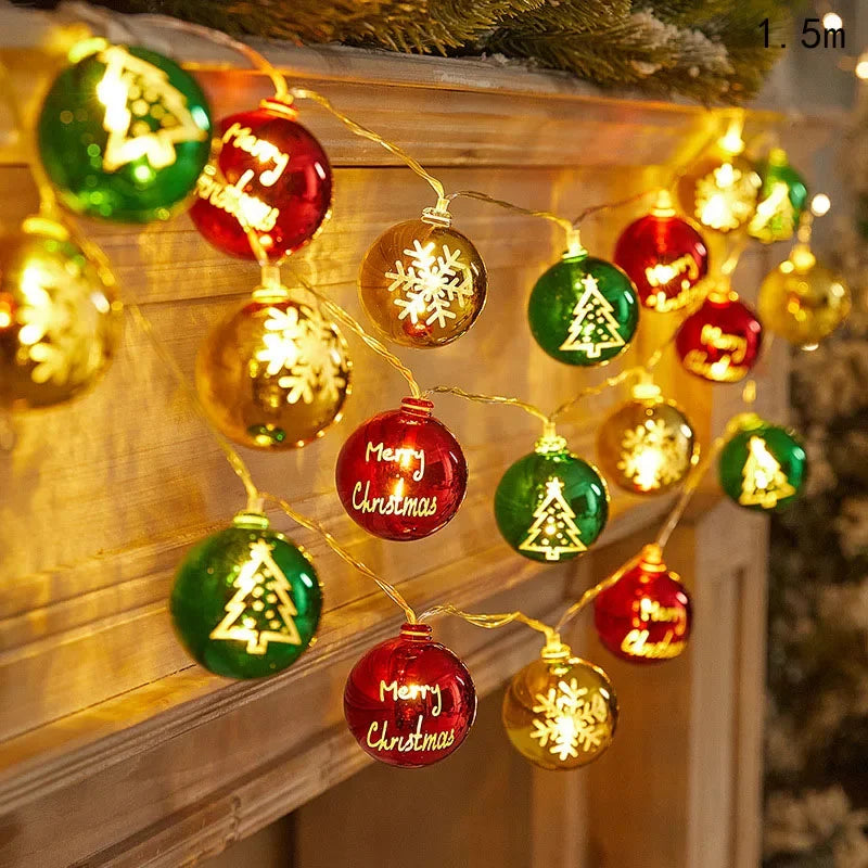 2026 Christmas Light String Candy Cane Santa Cluas Snowman Lamp Xmas Tree Ball Hanging Ornaments Merry Christmas Evening Decor
