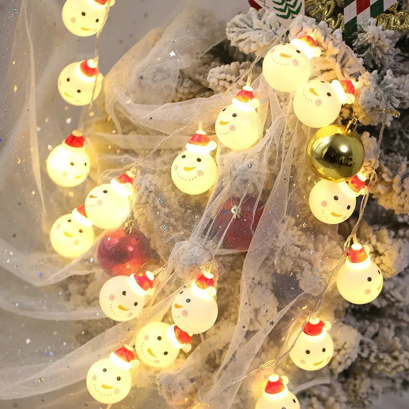 Christmas Lights String Santa Claus Snowman USB Garland LED Christmas Tree Decorative Light Party New Year's Decor Natal droship