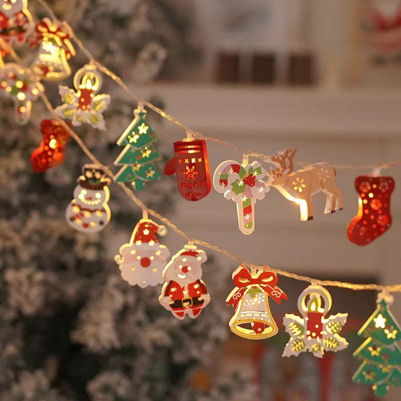 Christmas Lights String Santa Claus Snowman USB Garland LED Christmas Tree Decorative Light Party New Year's Decor Natal droship