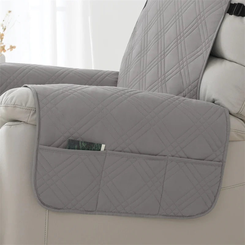 1seater Waterproof Recliner Cover Solid Color Quilted Armchair Slipcover Pet Kids Accent Couch Cushion Living Room Hotel Home