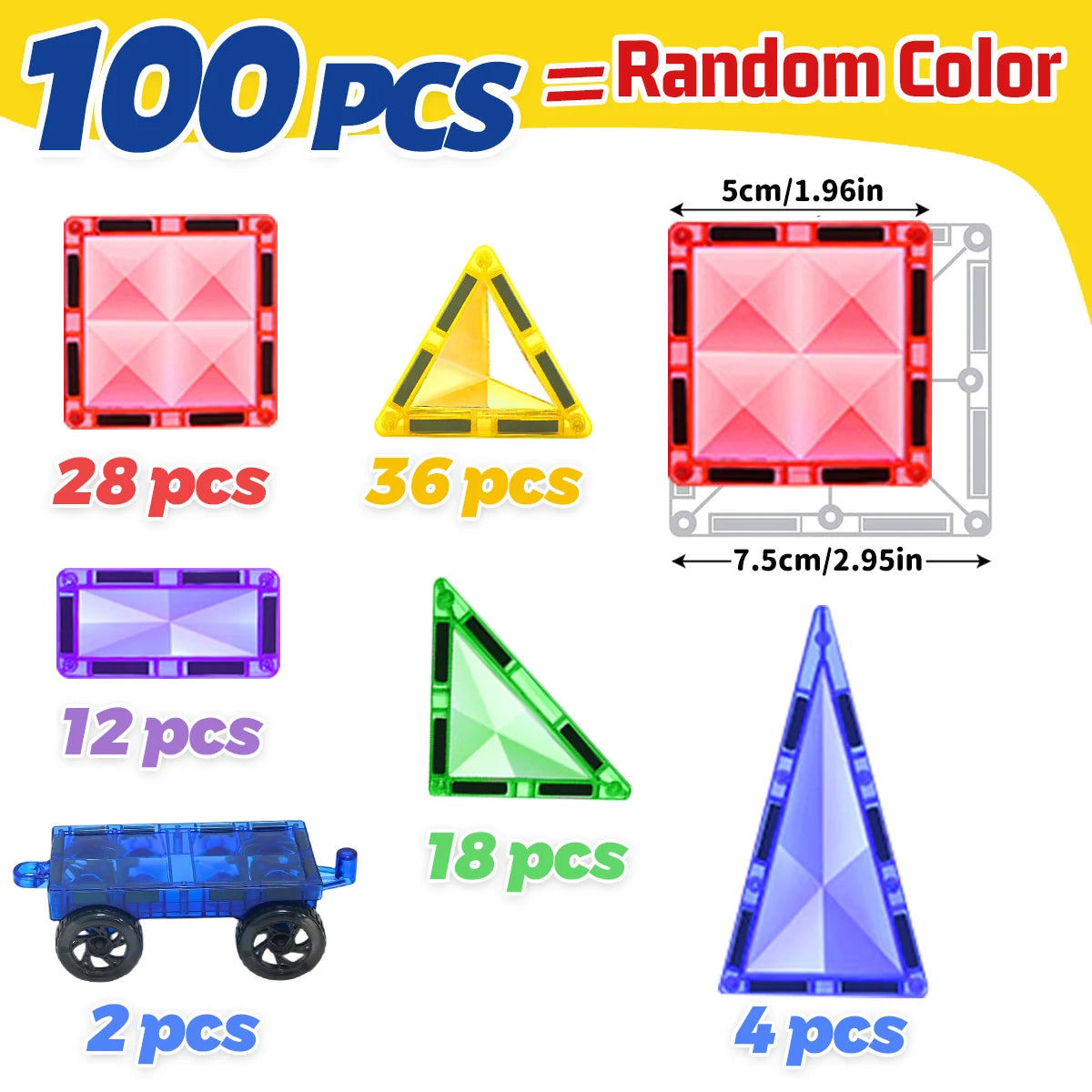 30/50/100PCS Magnetic Building Blocks Construction Set 3D Toys For Kids Montessori Educational STEM Blocks Toys With Wheels