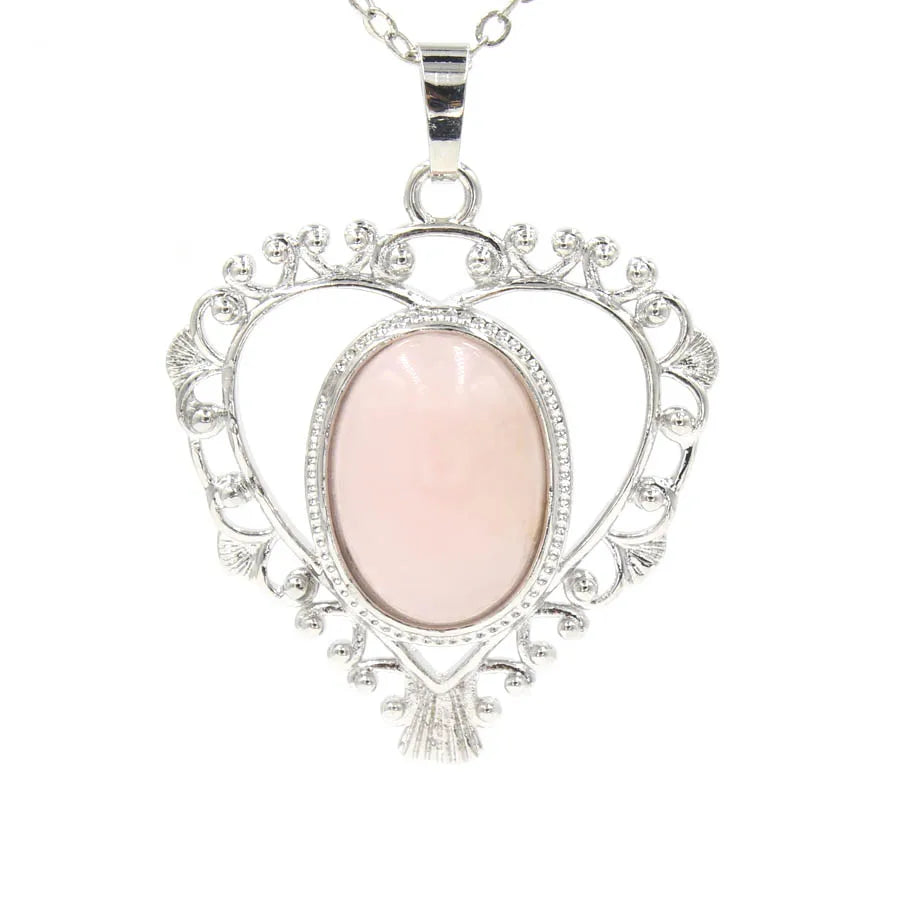 Heart Oval Crystal Quartz Bead Necklace Pendants Pendulum Natural Stone Reiki Charms Fashion Jewelry Retail 1pcs