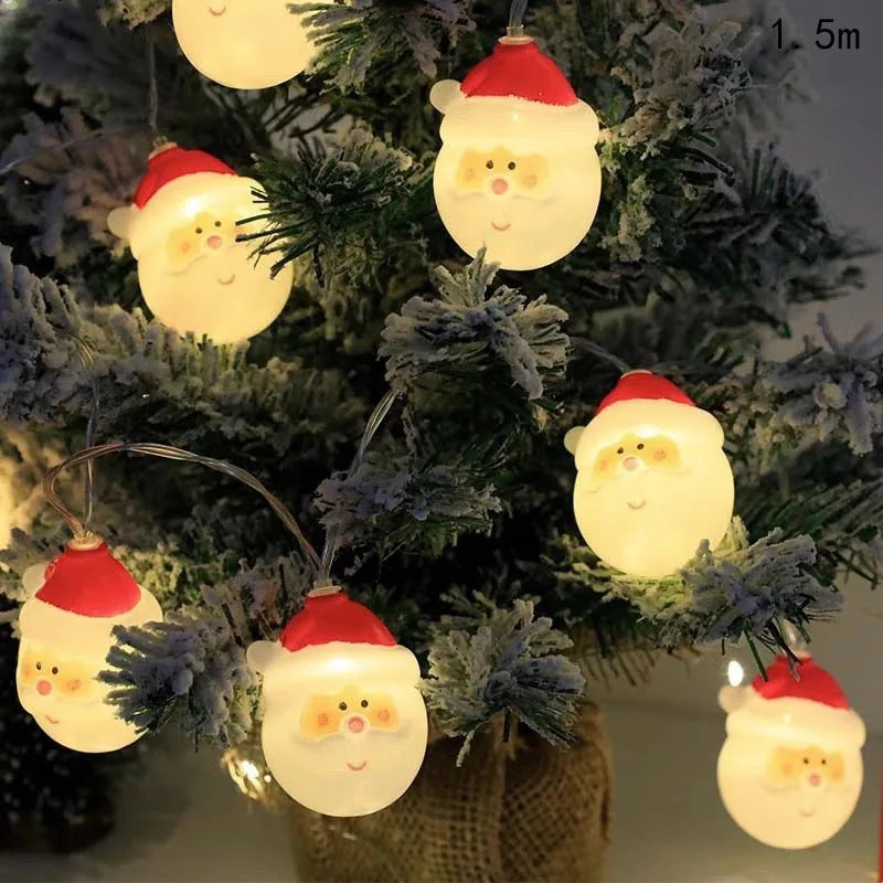 2026 Christmas Light String Candy Cane Santa Cluas Snowman Lamp Xmas Tree Ball Hanging Ornaments Merry Christmas Evening Decor