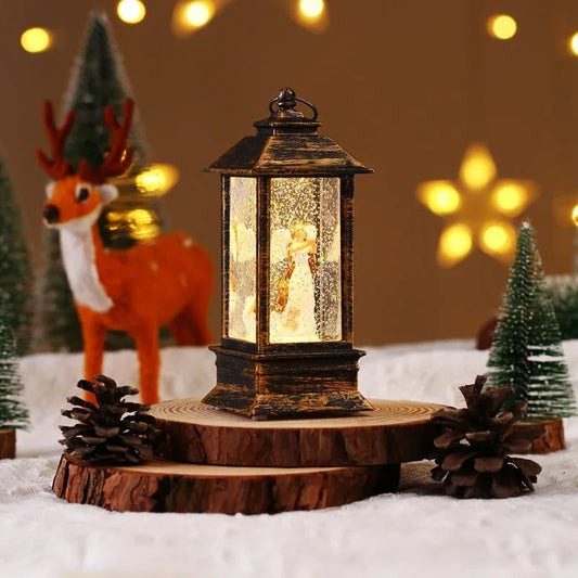 Retro Square Lamp Santa Claus Night Light Christmas LED Wind Lights Christmas Tree Ornaments Christmas Home Decoration Gift