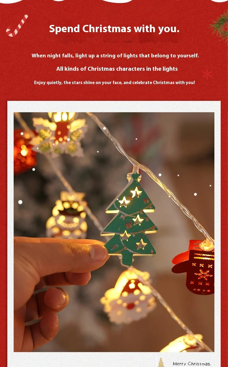 Christmas Lights String Santa Claus Snowman USB Garland LED Christmas Tree Decorative Light Party New Year's Decor Natal droship