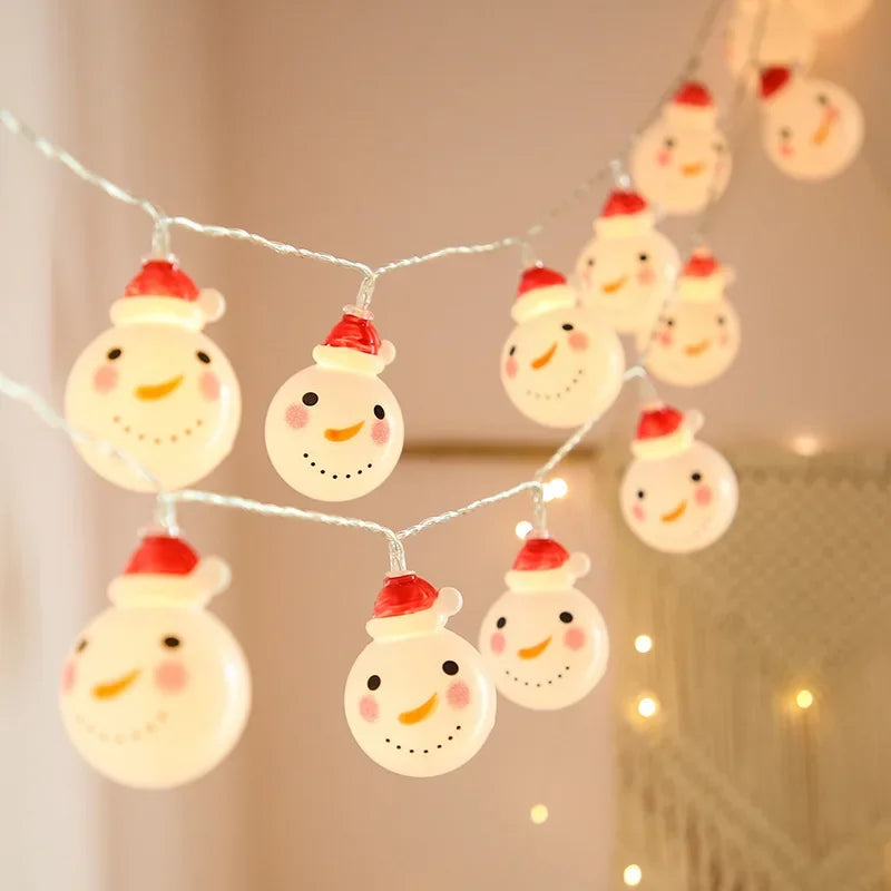 2026 Christmas Light String Candy Cane Santa Cluas Snowman Lamp Xmas Tree Ball Hanging Ornaments Merry Christmas Evening Decor