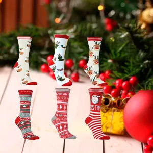 Holiday Socks 6 Pairs Christmas Socks Colorful Printed Pattern Holiday Socks Skin Friendly Warm Christmas Decoration Gadget