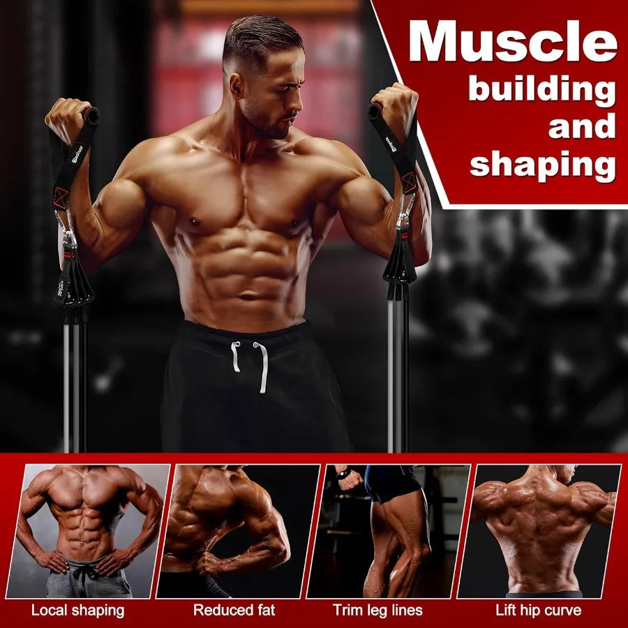 Resistance Band Set with Handles Door Anchor and Ankle Strap for Home Gym Use Ideal for FullBody Workouts Includes Training Gui