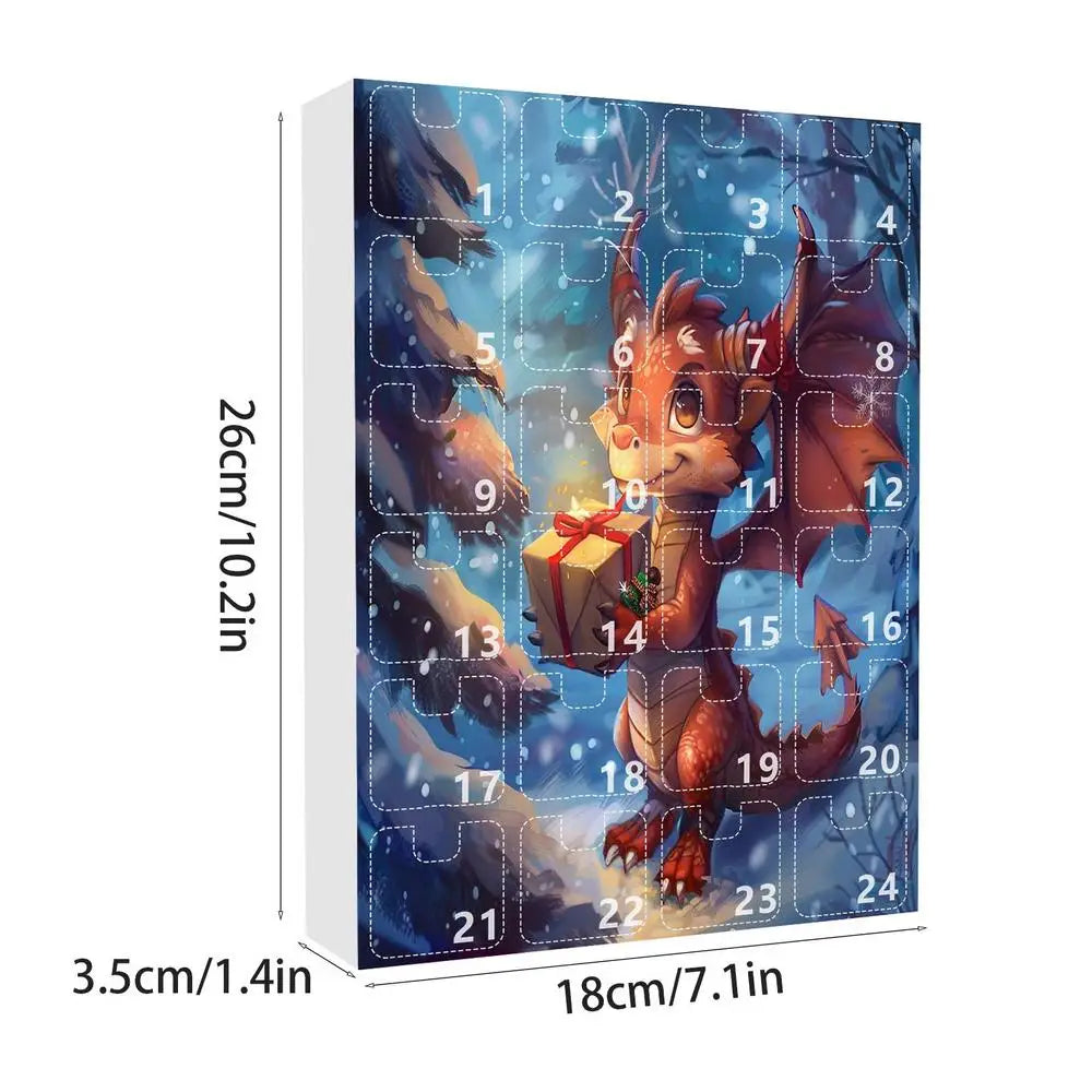 2024 Christmas Dragon Advent Calendar kit Christmas tree Acrylic Dinosaur Ornament Acrylic 2d Dragon Pendant Toy Christmas gift