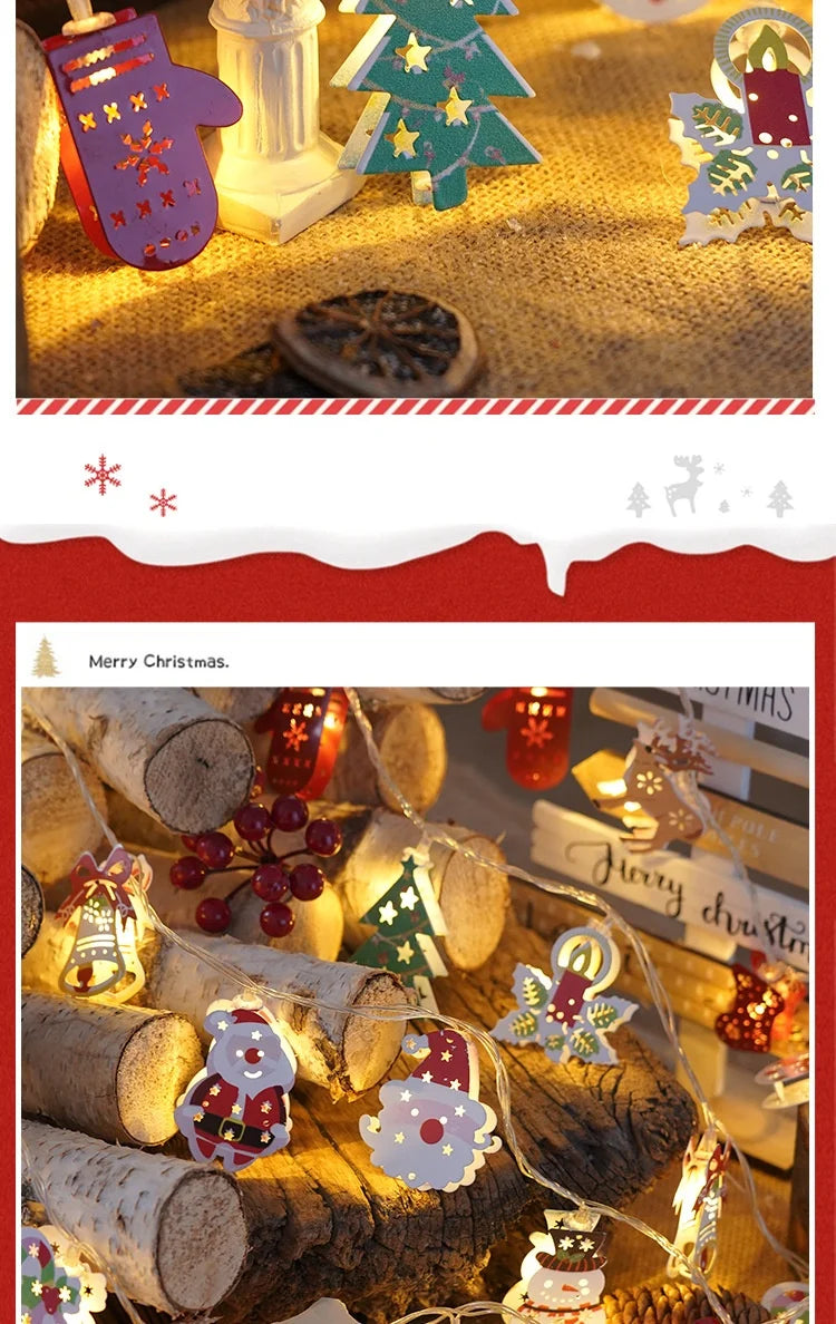 Christmas Lights String Santa Claus Snowman USB Garland LED Christmas Tree Decorative Light Party New Year's Decor Natal droship