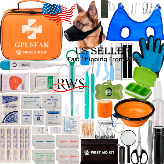 GPUSFAK Dog First Aid Kit - Pet First Aid Kit for Dogs Pet Emergency Kit with Grooming Hammock Harness Nail Clipper First Aid Supplies for Home Camping