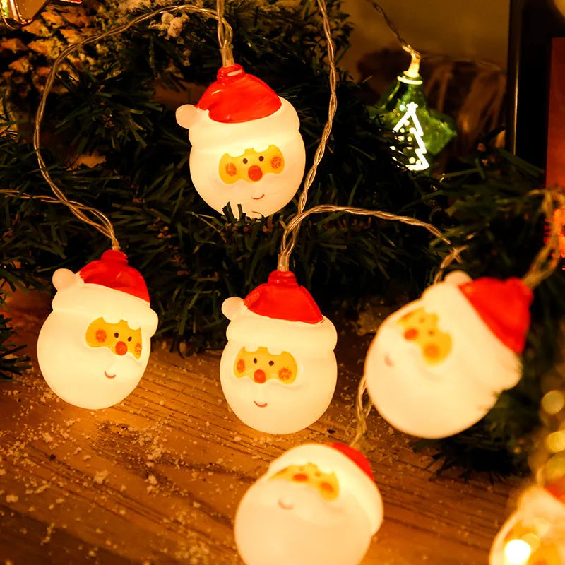 2026 Christmas Light String Candy Cane Santa Cluas Snowman Lamp Xmas Tree Ball Hanging Ornaments Merry Christmas Evening Decor