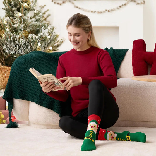 JOYFY 12 Pairs Christmas Socks Christmas Crew Socks for Women Holiday or Birthday Gift