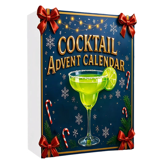 Cocktail 24 Days Christmas Countdown Calendar with 24 2D Flat Cocktail Ornaments Christmas Advent Calendar Xmas Surprise Gifts
