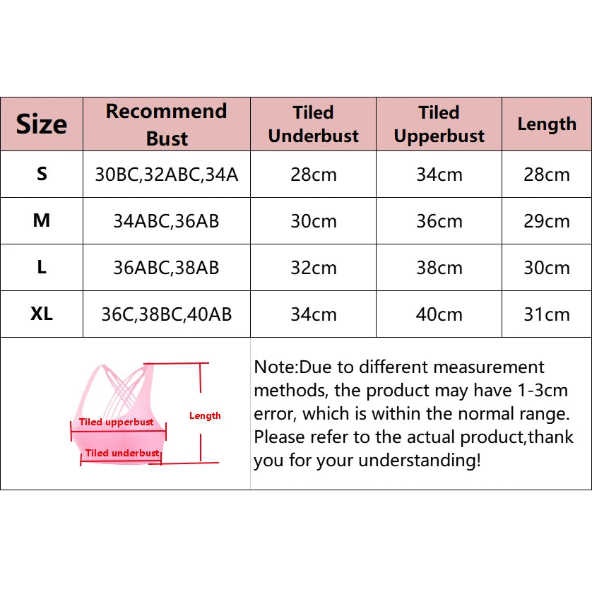 New Fitness Sports Bra for Women Push Up Cross Back Shockproof Running Gym Training Workout Yoga Underwear Crop Tops