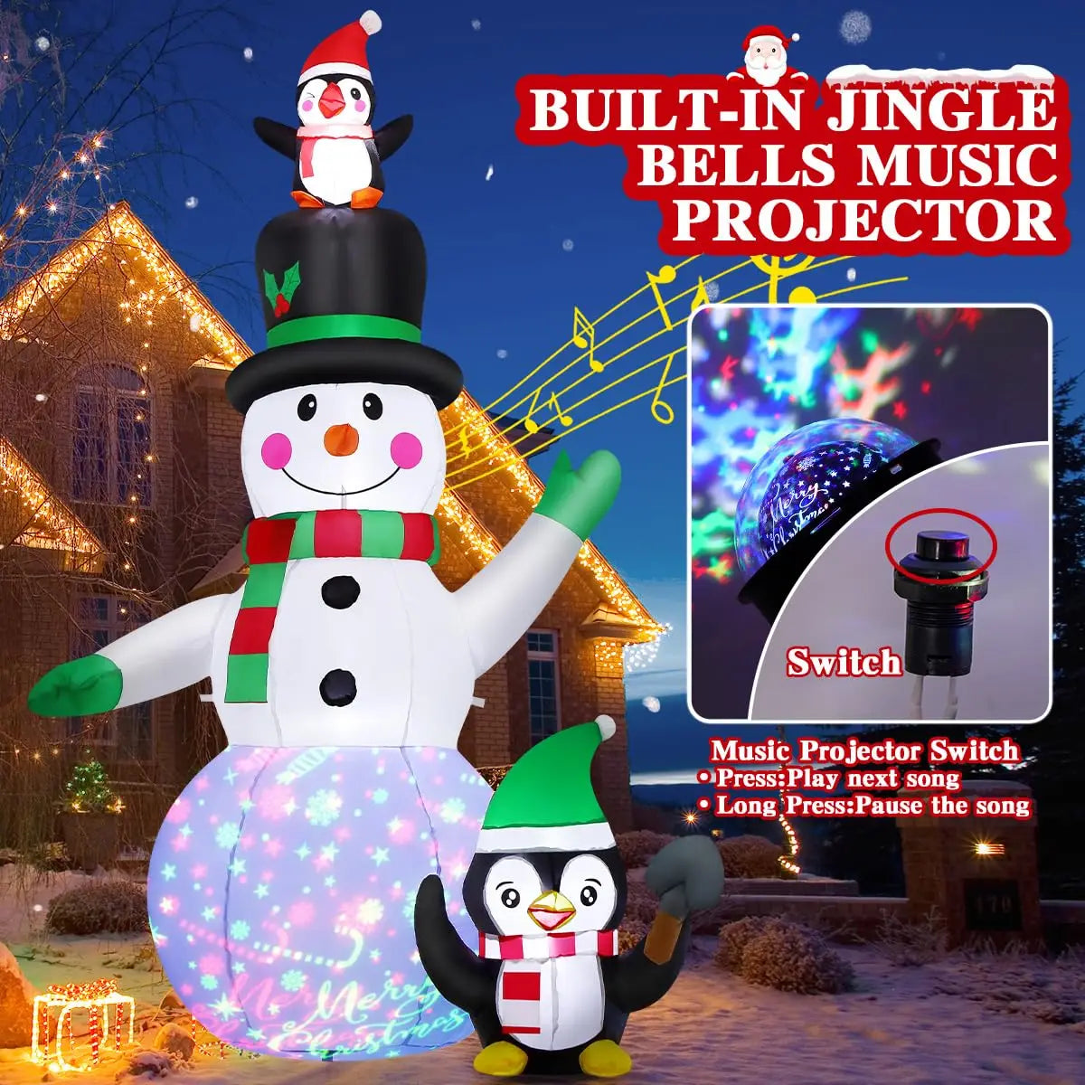 7 FT Factory Price Snowman Inflatable LED Lights Blow up Snowman with Penguin Hot Sale Outdoor Christmas Decorations for Xmas