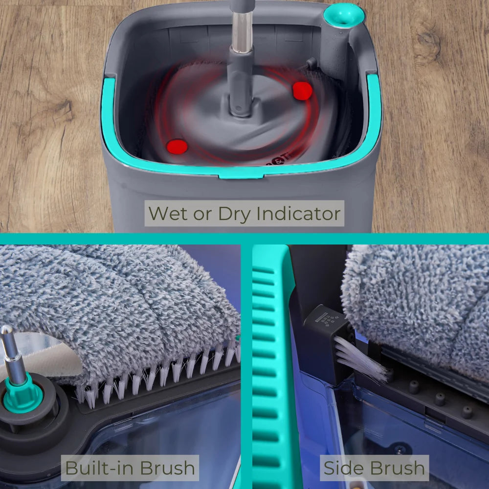 Original Square Spin Mop, Wet and Dry Mopping, Use On Wood, Tile, Hardwood floors, Great For Cleaning Kitchen And Home