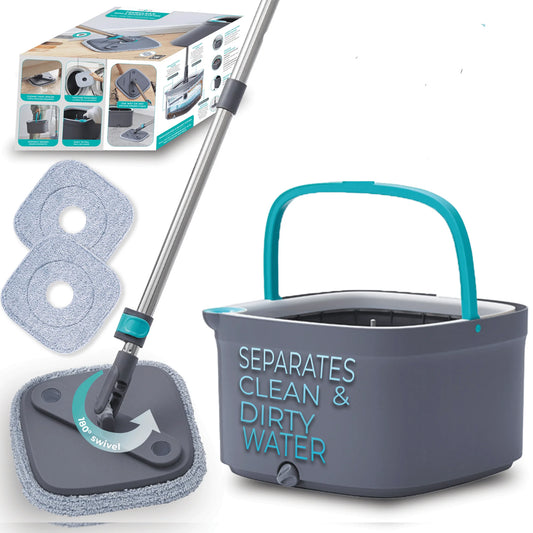 Original Square Spin Mop, Wet and Dry Mopping, Use On Wood, Tile, Hardwood floors, Great For Cleaning Kitchen And Home