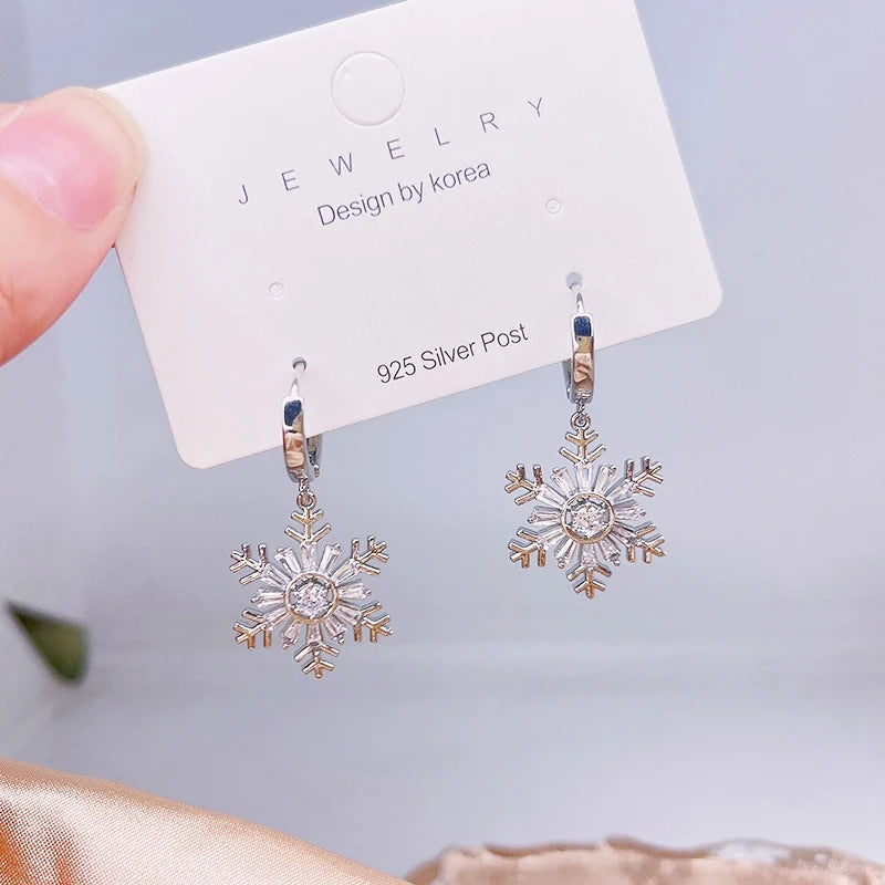 Colourful Zircon Christmas Tree Earrings For Women Sparkling Crystal Snowflake Elk Earring Girls New Year Holiday Jewelry Gifts
