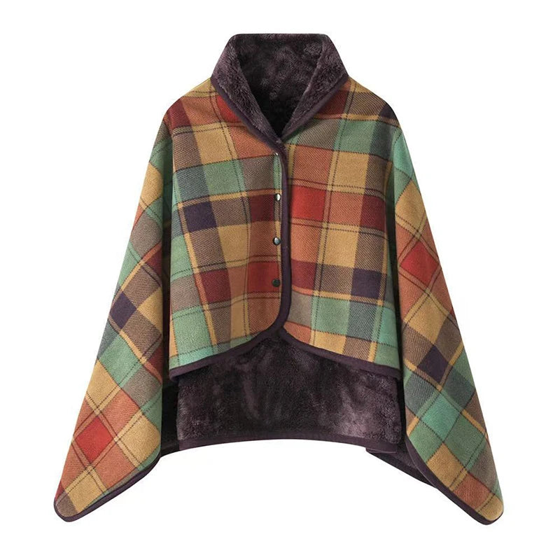 Wearable Plaid Fleece Blanket With Button Winte Warm Throws On Sofa Bed Travel Thicken Bedroom Office Air Conditioning Blanket