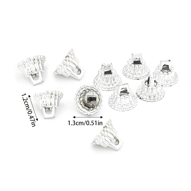 50pc Gold Sliver Round Christmas Ornament Caps Hanger Strings Replacement Xmas Tree Ball Plastic Cap For New Year Home Diy