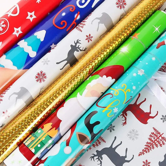 Holiday Drawstring Gift Bags 30pcs Christmas Foil Gift Wrapping Sacks Pouches for Xmas Presents Party Favor in Large Medium Sma