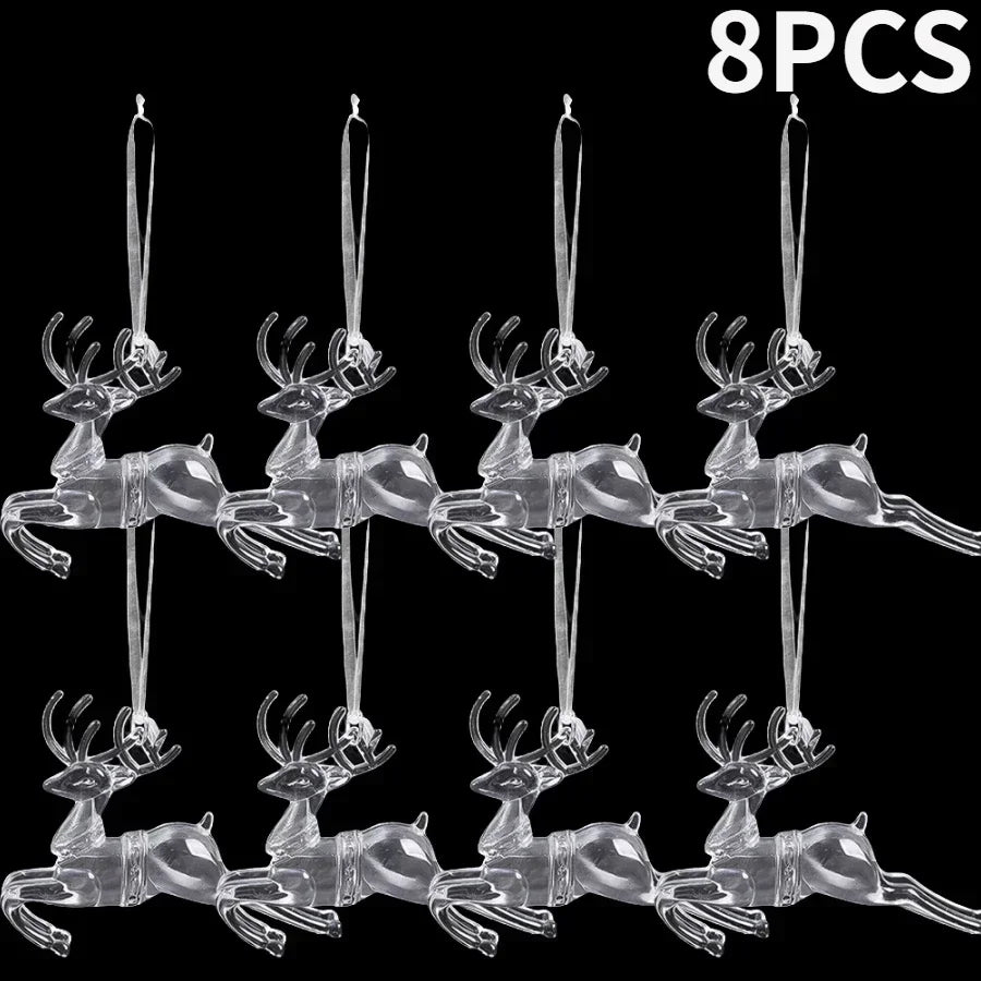 12/2PCS Christmas Acrylic Snowflake Ornament Crystal Clear Icicle Christmas Tree Pendants Holiday Winter Party Hanging Ornament