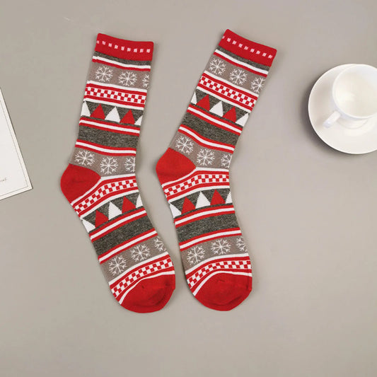 Holiday Socks 6 Pairs Christmas Socks Colorful Printed Pattern Holiday Socks Skin Friendly Warm Christmas Decoration Gadget