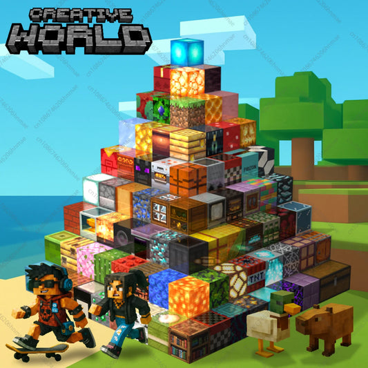 Magnetic Building Blocks Mine World Magnet Cube Brick Sets Best Gift for Boys Girls Kids 3+ DIY Pixel style Model Base plate Toy