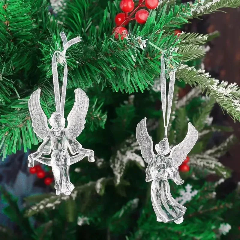 12/2PCS Christmas Acrylic Snowflake Ornament Crystal Clear Icicle Christmas Tree Pendants Holiday Winter Party Hanging Ornament