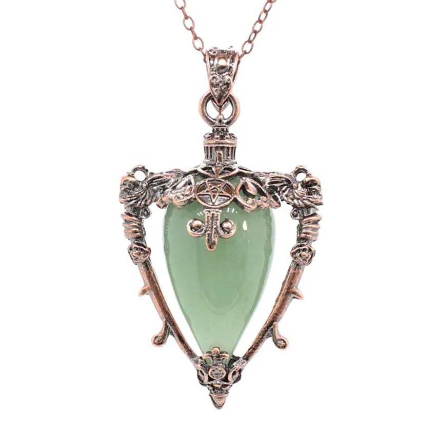 Water Drop Crystal Pendant Necklace for Men and Women Natural Amethyst Rose Quartz Onyx Lapis Lazuli Opal Antique Stone Jewelry
