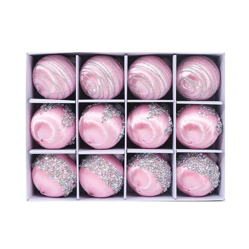 6/12pcs Velvet Christmas Balls Christmas Tree Hanging Ornament Exquisite Velvet Pendant Ball For Home Christmas Party Decoration