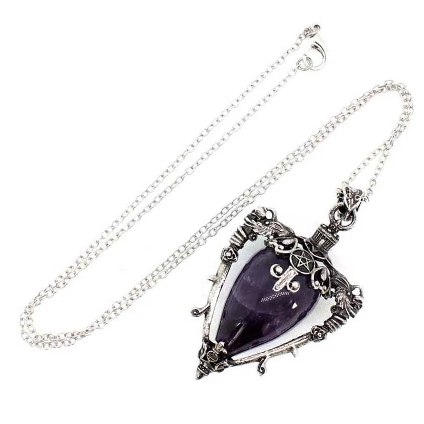 Water Drop Crystal Pendant Necklace for Men and Women Natural Amethyst Rose Quartz Onyx Lapis Lazuli Opal Antique Stone Jewelry