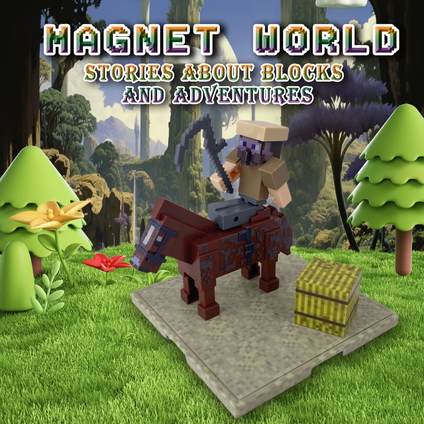 Magnetic building block world, STEM educational sensory toys, animal and character DIY, children's educational magnetic toys