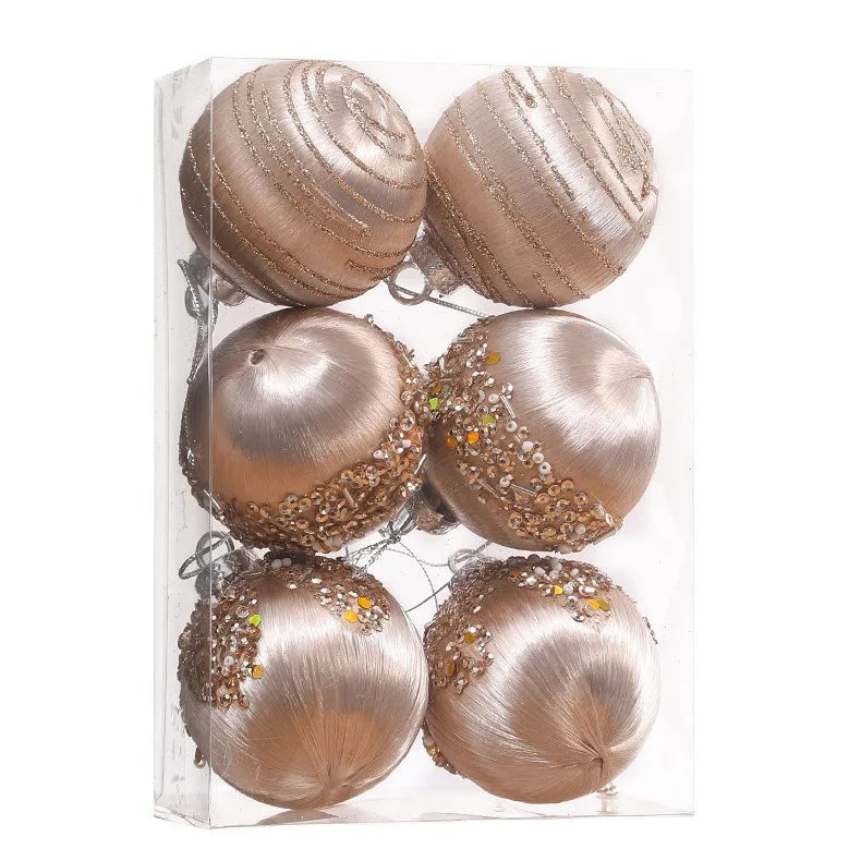 6/12pcs Velvet Christmas Balls Christmas Tree Hanging Ornament Exquisite Velvet Pendant Ball For Home Christmas Party Decoration