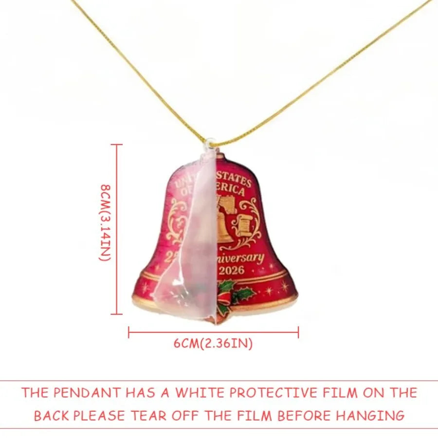 17762026 United States 250th Anniversary Bell Ornament 2D Acrylic Material Ideal for Christmas Trees Garden Decorations Terrace