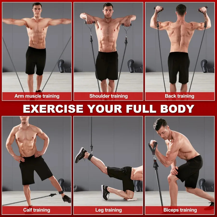 Resistance Band Set with Handles Door Anchor and Ankle Strap for Home Gym Use Ideal for FullBody Workouts Includes Training Gui