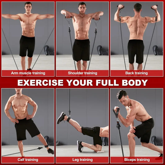 Resistance Band Set with Handles Door Anchor and Ankle Strap for Home Gym Use Ideal for FullBody Workouts Includes Training Gui