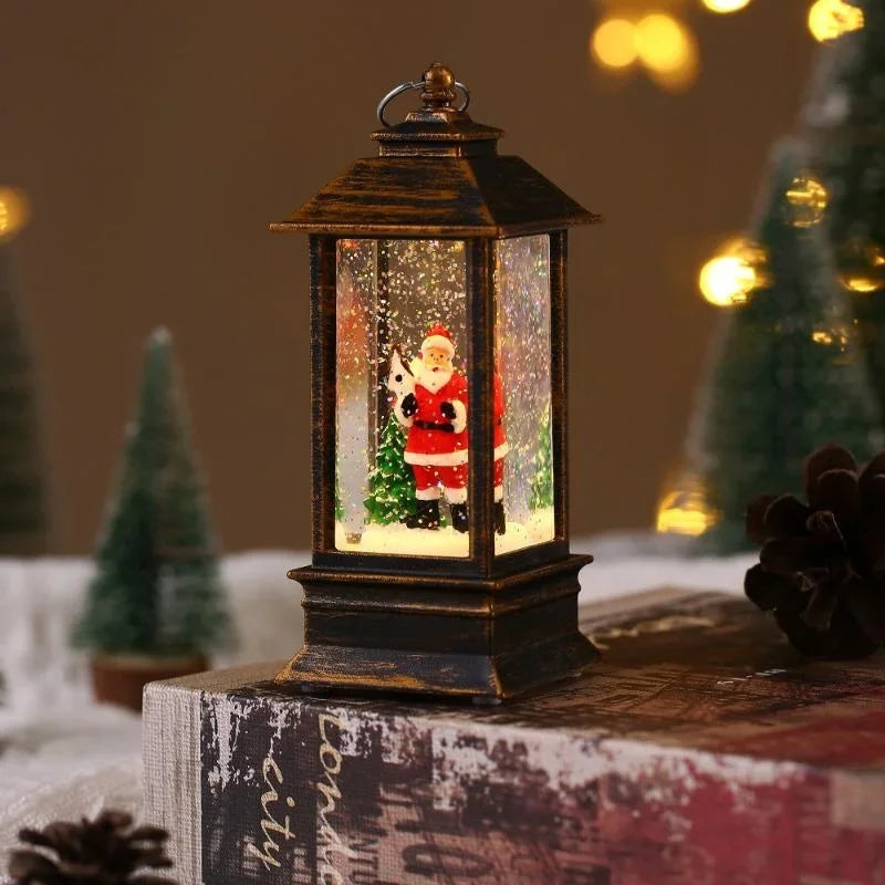 Retro Square Lamp Santa Claus Night Light Christmas LED Wind Lights Christmas Tree Ornaments Christmas Home Decoration Gift