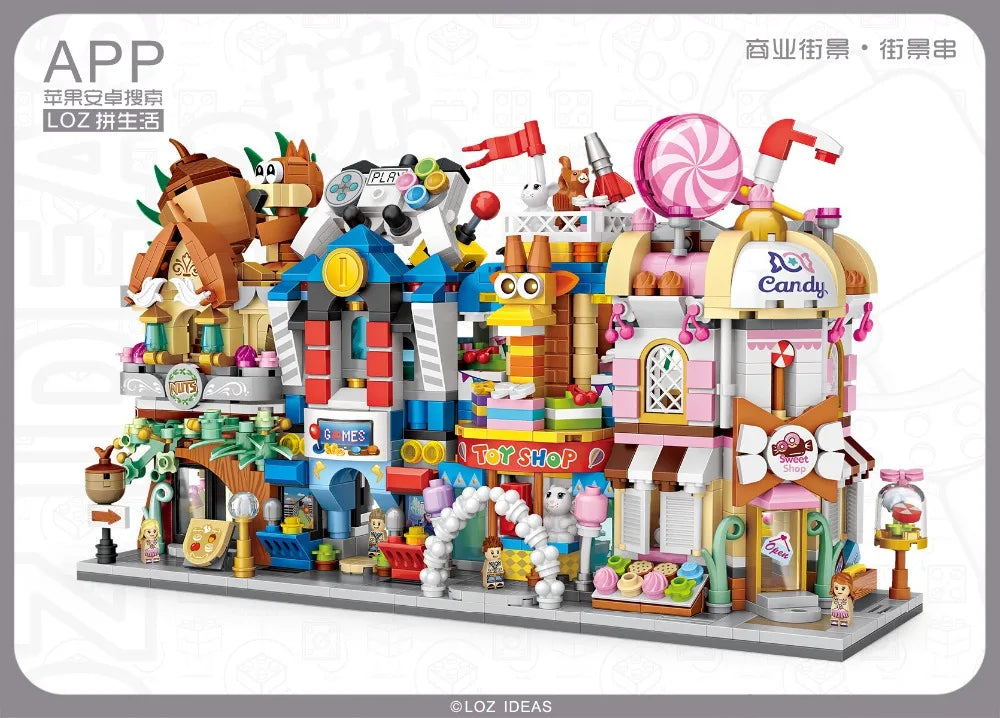 LOZ Blocks Cute Mini Street Store Children Educational Toys Small Shop Brinquedos Model  Building Bricks Girl Gifts 1621 - 1652