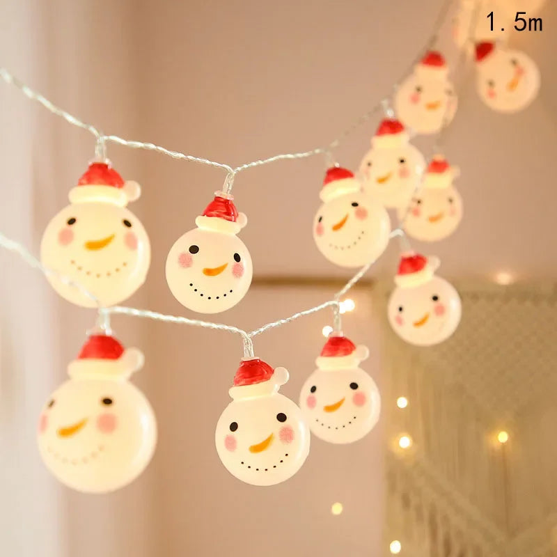 2026 Christmas Light String Candy Cane Santa Cluas Snowman Lamp Xmas Tree Ball Hanging Ornaments Merry Christmas Evening Decor