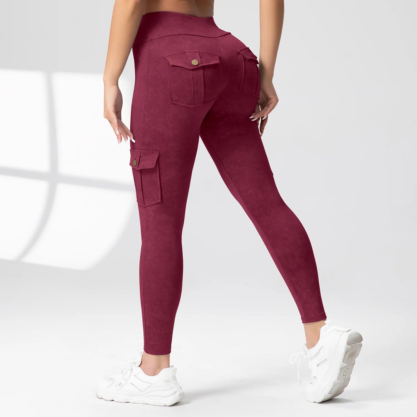 Washed Print Yoga Pants Work Pocket Fitness Legging High Waist Butt Lifting Workout Gym Tights Outdoor Running Pants Sportswear