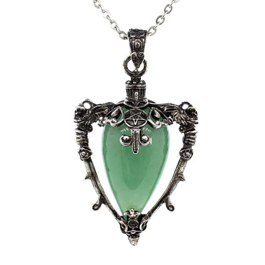 Water Drop Crystal Pendant Necklace for Men and Women Natural Amethyst Rose Quartz Onyx Lapis Lazuli Opal Antique Stone Jewelry