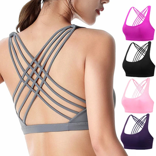 New Fitness Sports Bra for Women Push Up Cross Back Shockproof Running Gym Training Workout Yoga Underwear Crop Tops