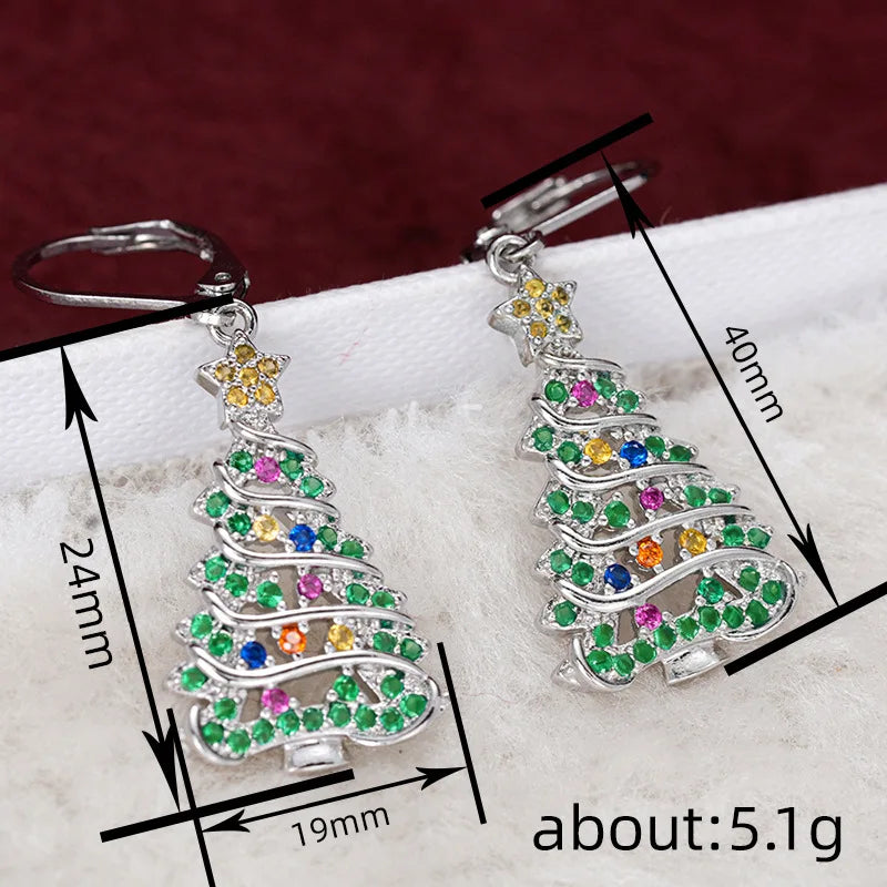 European and American Christmas Tree Wax Inlaid Colorful Earrings for Female Niche Design, Sweet and Spicy Christmas Jewelry