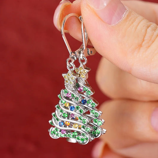 European and American Christmas Tree Wax Inlaid Colorful Earrings for Female Niche Design, Sweet and Spicy Christmas Jewelry